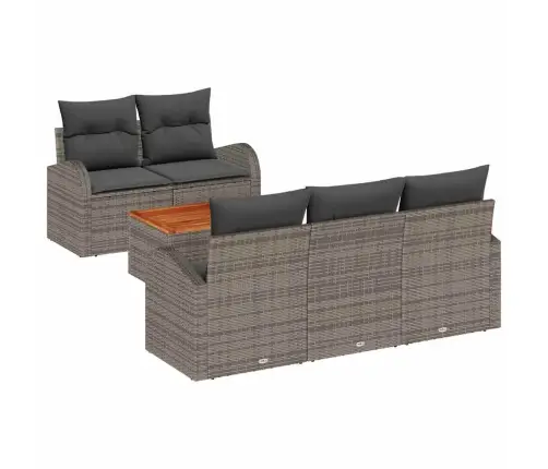 6 Daļu Dārza Dīvānu Komplekts Ar Spilveniem Pelēks Poli Rotangpalma Akācija Vidaxl