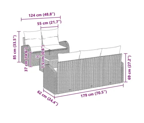 6 Daļu Dārza Dīvānu Komplekts Ar Spilveniem Bēša Polirotangpalmas Akācijas Kokam Vidaxl