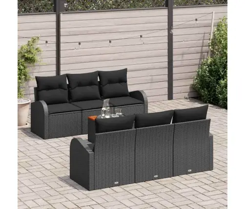 Sodo Sofų Rinkinys 7 Pcs Juoda Poli Ratanas