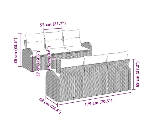 Sodo Sofų Rinkinys 7 Pcs Juoda Poli Ratanas