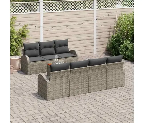 Sodo Sofų Rinkinys Su Pagalve 8 Pcs Pilka Poliratanas