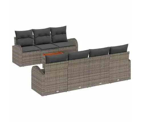 Sodo Sofų Rinkinys Su Pagalve 8 Pcs Pilka Poliratanas