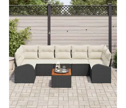 8 Priekšmetu Dārza Dīvānu Komplekts Ar Spilveniem Melns Poliratanas Akācija Vidaxl