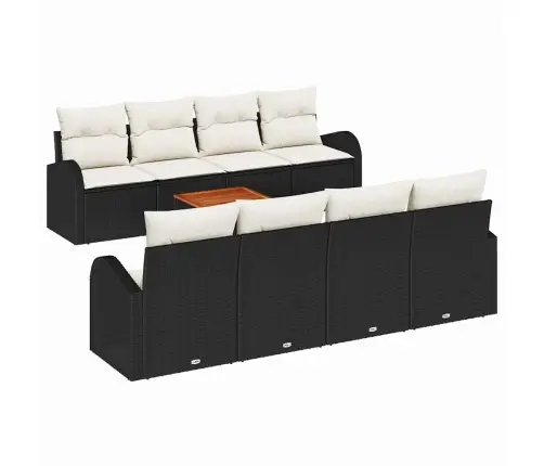 Dārza Dīvānu Komplekts 9 Pcs Melna Poliūtu Rotangpalma Vidaxl