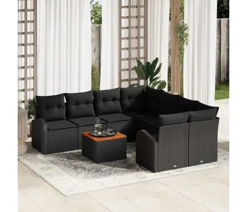 Aia Diivanikomplekt Padjaga 9 Pcs Must Polürotang