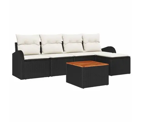 6 Gabalu Dārza Dīvānu Komplekts Ar Spilveniem Melns Polietilēna Rotangpalma Akācija Vidaxl