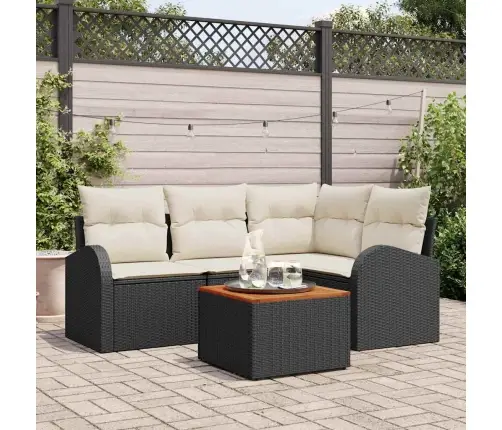 Sodo Sofų Rinkinys 5 Pcs Juoda Poli Ratanas Sodo Sofų Rinkinys 5 Pcs Juoda Poli Ratanas