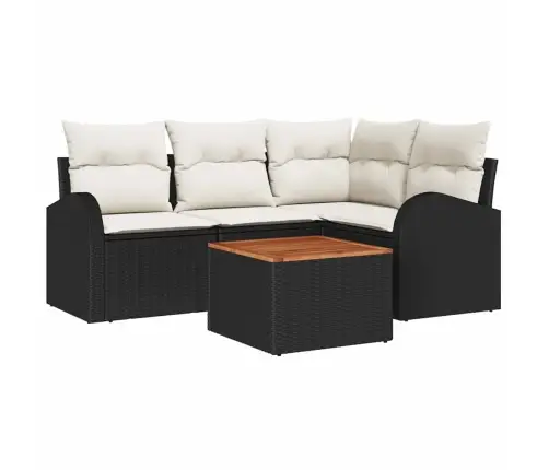 Sodo Sofų Rinkinys 5 Pcs Juoda Poli Ratanas Sodo Sofų Rinkinys 5 Pcs Juoda Poli Ratanas