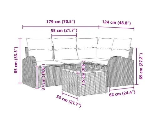 Aia Diivanikomplekt Padjaga 5 Pcs Beež Polürotang