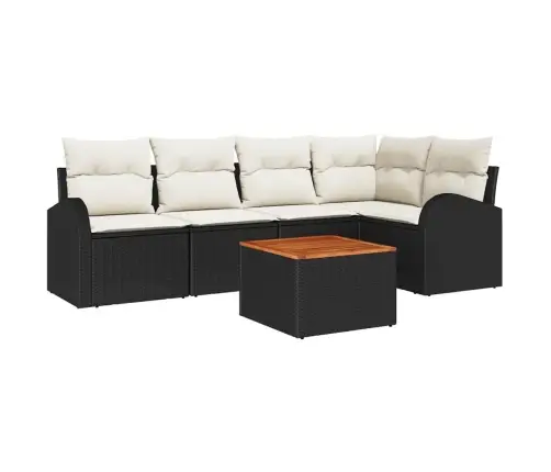 6 Daļu Dārza Dīvānu Komplekts Ar Spilveniem Melns Polietilēna Rotangpalma Akācija Vidaxl