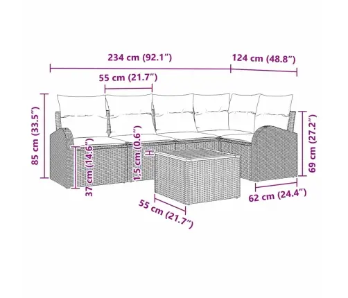 Aia Diivanikomplekt Padjaga 6 Pcs Beež Polürotang