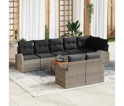 9 Daļu Dārza Dīvānu Komplekts Ar Spilveniem Pelēkā Polirotangā Akācijā Vidaxl