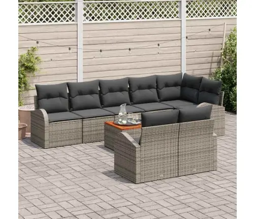 9 Daļu Dārza Dīvānu Komplekts Ar Spilveniem Pelēkā Polirotangā Akācijā Vidaxl