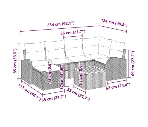 Aia Diivanikomplekt Padjaga 7 Pcs Hall Polürotang
