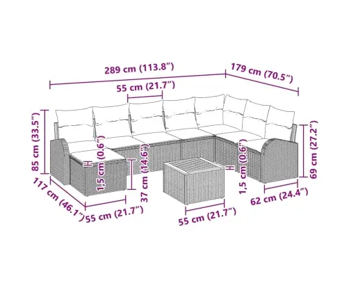 Sodo Sofų Rinkinys Su Pagalve 9 Pcs Juoda Poli Ratanas Sodo Sofų Rinkinys Su Pagalve 9 Pcs Juoda Poli Ratanas