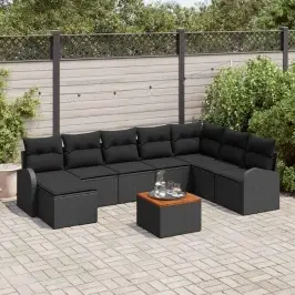 Aia Diivanikomplekt Padjaga 9 Pcs Must Polürooster