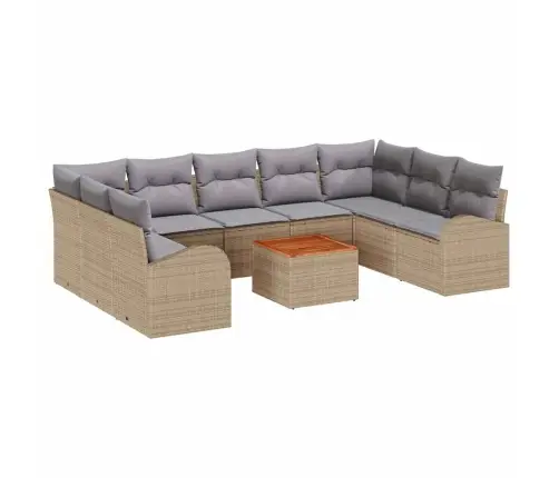 10 Daļu Dārza Dīvānu Komplekts Ar Spilveniem Bēšā Poliratanā Vidaxl