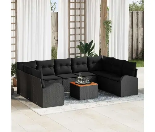 Aia Diivanikomplekt Padjaga 10 Pcs Must Polürotang