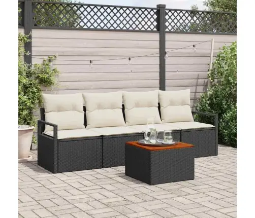 5 Daļu Dārza Stūra Komplekts Ar Spilveniem, Melnā Polyratanā Vidaxl