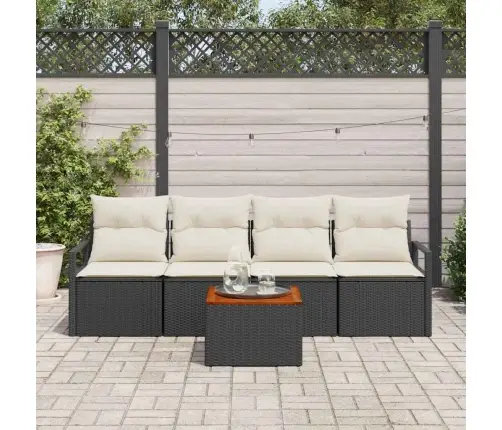 5 Daļu Dārza Stūra Komplekts Ar Spilveniem, Melnā Polyratanā Vidaxl