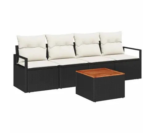 5 Daļu Dārza Stūra Komplekts Ar Spilveniem, Melnā Polyratanā Vidaxl