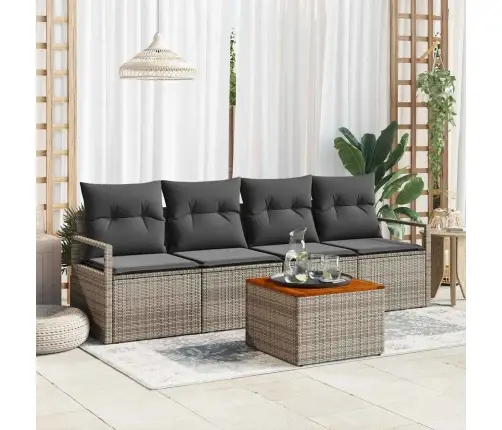 5 Gab. Dārza Dīvānu Komplekts Ar Spilveniem Pelēkā Poliratanā Vidaxl