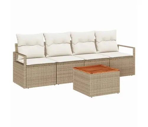 5 Daļu Dārza Dīvānu Komplekts Ar Bēšiem Spilveniem Vidaxl