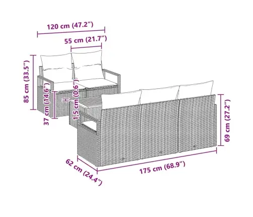 Aia Diivanikomplekt Padjaga 6 Pcs Beež Polürooster