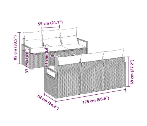 Aia Diivanikomplekt Padjaga 7 Pcs Beež Polürotang