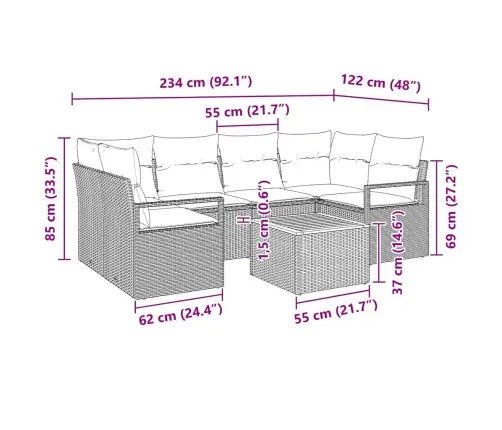 Aia Diivanikomplekt Padjaga 7 Pcs Beež Polürooster