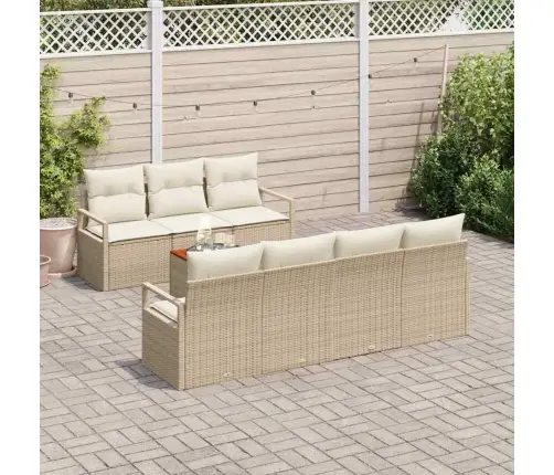 8 Daļu Dārza Dīvānu Komplekts Ar Bēšiem Spilveniem Polyratānā Vidaxl