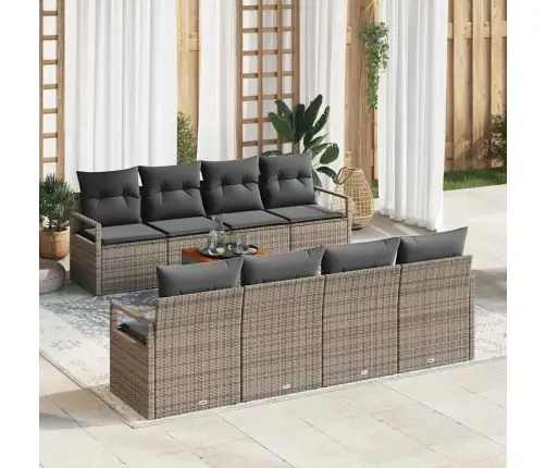 9 Daļu Dārza Dīvānu Komplekts Ar Spilveniem Pelēkā Krāsā Vidaxl