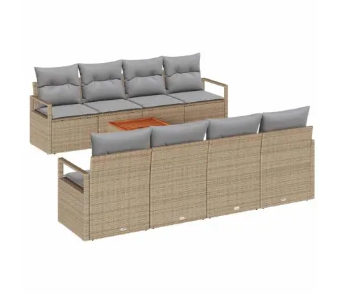 9 Daļu Dārza Dīvāna Komplekts Ar Spilveniem, Bēšā Poliratanā, Akācijas Vidaxl