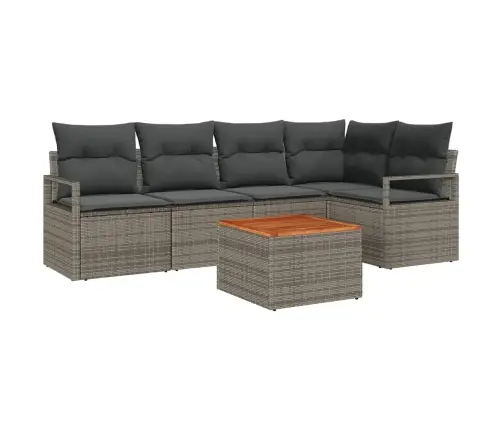 6 Daļu Dārza Dīvānu Komplekts Ar Spilveniem, Pelēks, Polirotans, Akācija Vidaxl