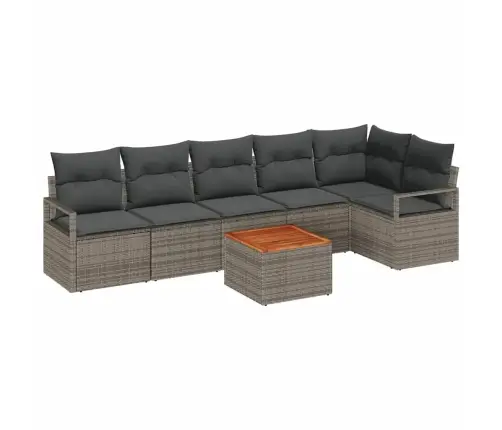 7 Daļīgs Dārza Dīvānu Komplekts Ar Spilveniem, Pelēks, Poliraftas Akācija Vidaxl