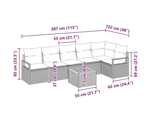 Aia Diivanikomplekt Padjaga 7 Pcs Beež Polürotang