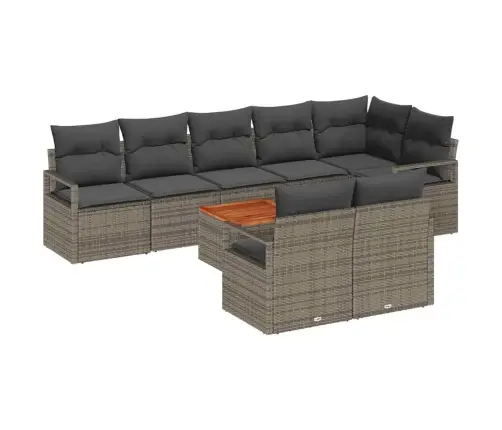 Sodo Sofų Rinkinys Su Pagalve 9 Pcs Pilka Poli Ratanas