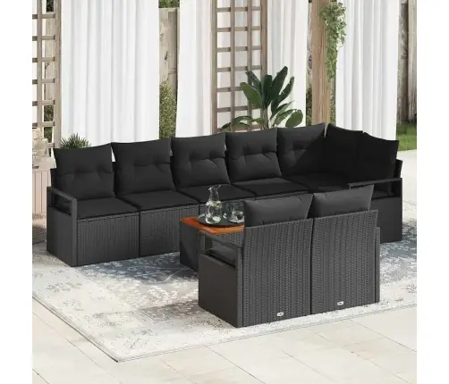 9 Daļu Dārza Dīvānu Komplekts Ar Spilveniem Melnā Poliratanā Vidaxl