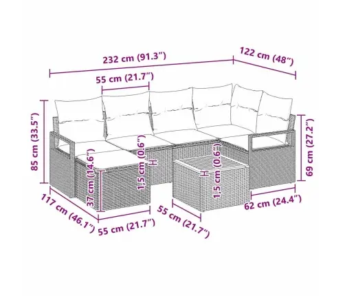 Aia Diivanikomplekt Padjaga 7 Pcs Beež Polürotang