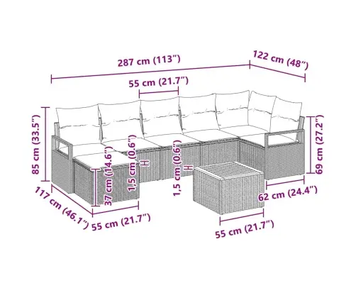 Aia Diivanikomplekt Padjaga 8 Pcs Beež Polürooster