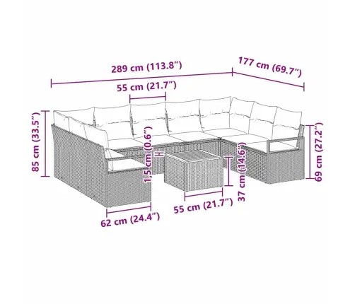 Aia Diivanikomplekt Padjaga 10 Pcs Must Polürooster