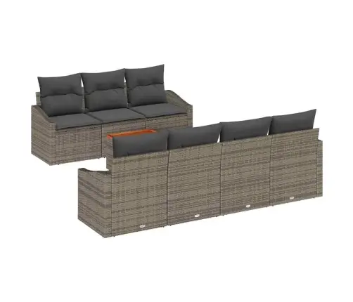 8 Daļu Dārza Dīvānu Komplekts Ar Spilveniem, Pelēkā Polyratanā Un Akāciju. Vidaxl