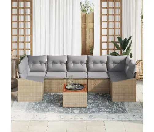 Aia Diivanikomplekt Padjaga 8 Pcs Beež Polürotang