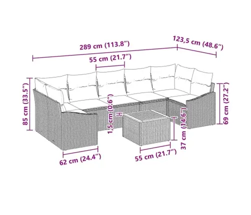 Sodo Sofų Rinkinys Su Pagalve 8 Pcs Juoda Poli Ratanas