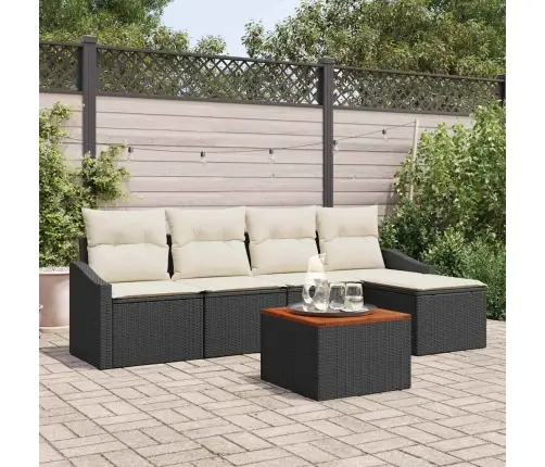 6 Daļu Dārza Dīvānu Komplekts Ar Spilveniem Melnā Poli Rattanā Vidaxl