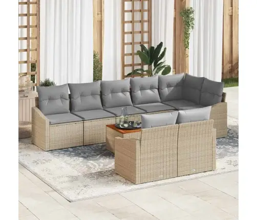 9 Gab. Dārza Dīvānu Komplekts Ar Bēšiem Poliratana Spilveniem Vidaxl