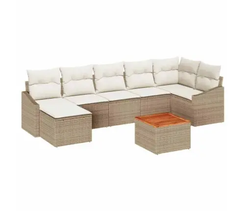 8 Daļīgu Dārza Dīvānu Komplekts Ar Spilveniem, Bēšs, Polirats, Akācija Vidaxl