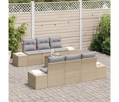 7 Daļīgais Dārza Dīvānu Komplekts Ar Spilveniem Bēšā Poliropā Un Akācijā Vidaxl