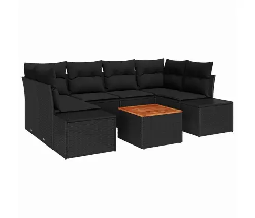 Sodo Sofų Rinkinys Su Pagalve 7 Pcs Juoda Poli Ratanas