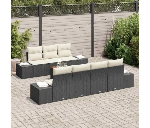 Aia Diivanikomplekt Padjaga 8 Pcs Must Polürotang